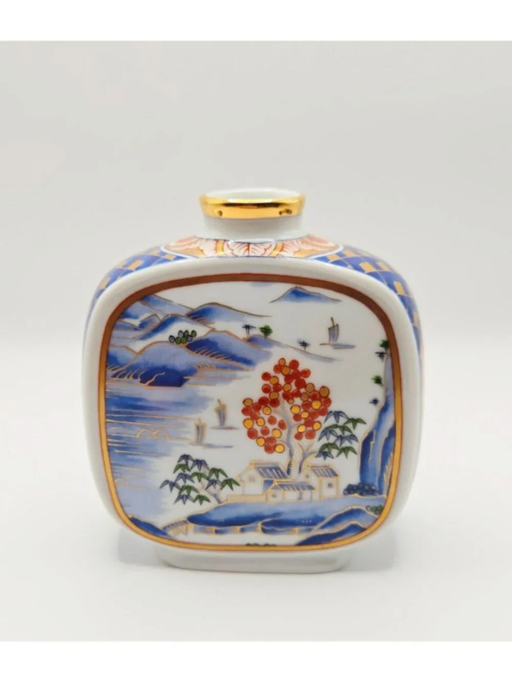 Hand-Painted Otagiri Japanese Porcelain Vase Scenic Design